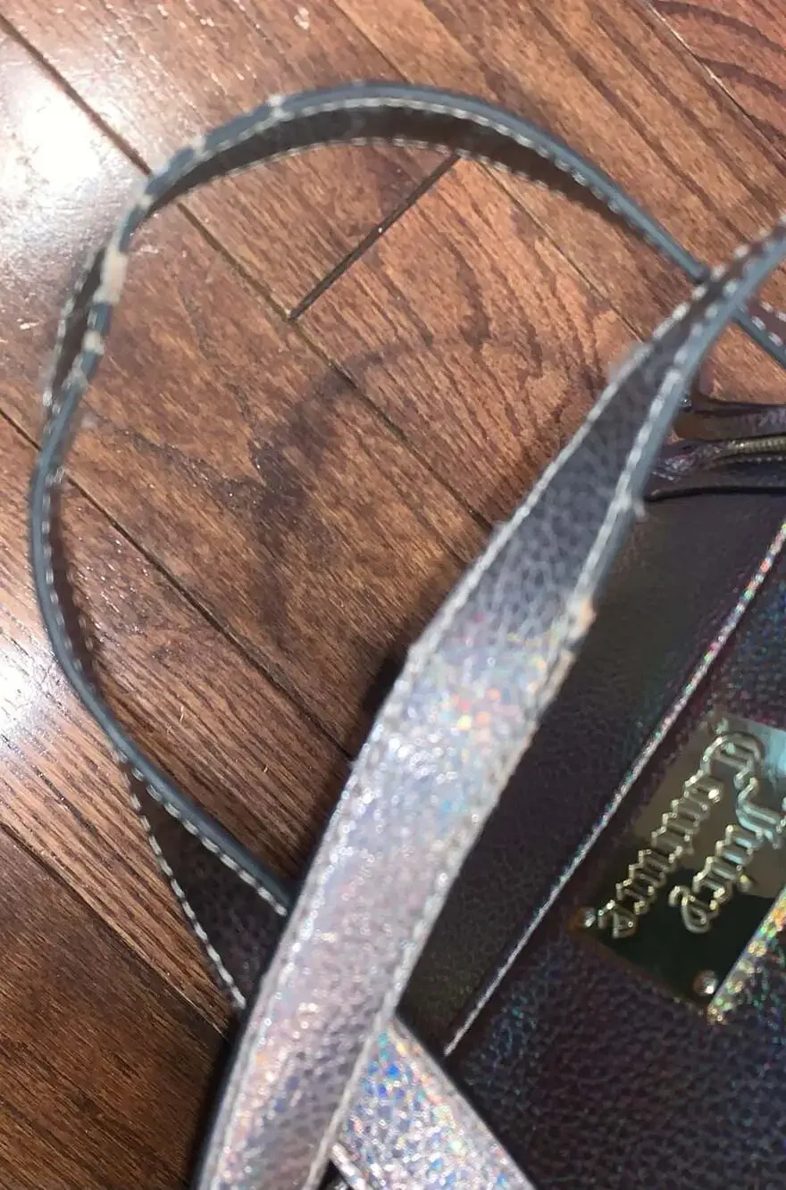 Juicy Couture Holographic Metallic Satchel Bag Y2K Rainbow Handbag‎